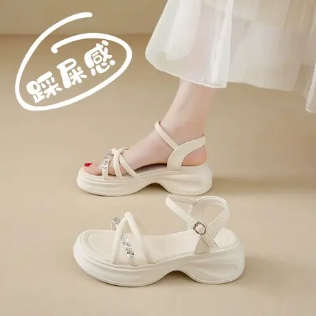 厚底时尚凉鞋女夏季外穿2025新款配裙子百搭小码34孕妇软底凉拖鞋图片