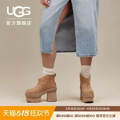 UGG秋季新款女士舒适纯色厚底坡跟方头潮流时尚短靴休闲靴1157910商品大图