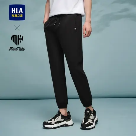 HLA/海澜之家亦心即为系列休闲裤24春夏新款织唛点缀爽滑裤子男商品大图
