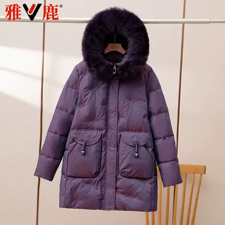 雅鹿正品2024冬季新款中老年羽绒服女中长款妈妈装60岁老人厚外套商品大图
