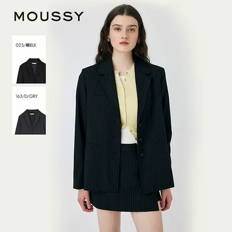 MOUSSY 2025夏季新品知识分子经典竖条纹西装外套女010ISS30-1981图片