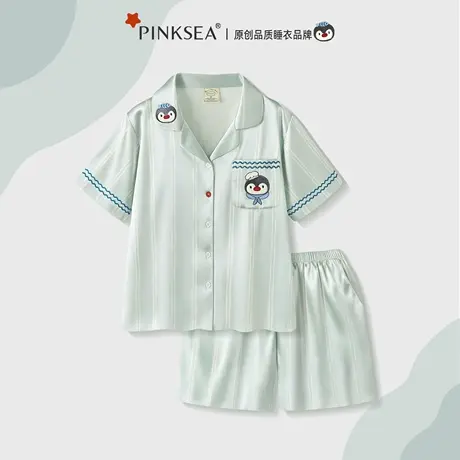 Pinksea冰丝睡衣女款短袖短裤可爱夏季家居服套装女士2025新款商品大图