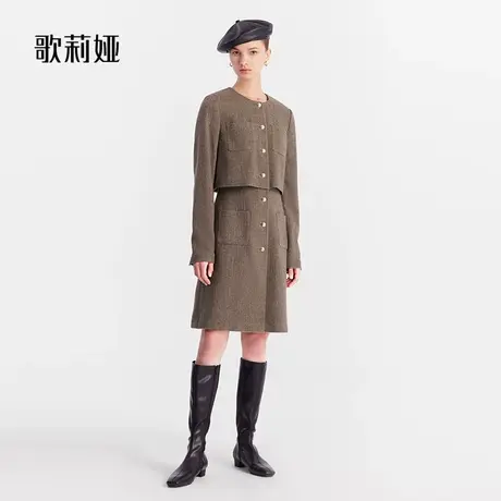 【现货】歌莉娅气质裙冬季可水洗羊毛假两件连衣裙1ADL4K090商品大图