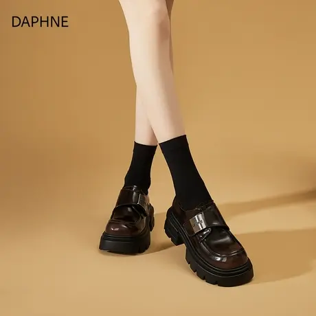 Daphne/达芙妮真皮乐福鞋女厚底增高百搭休闲小皮鞋INS潮夏季单鞋图片