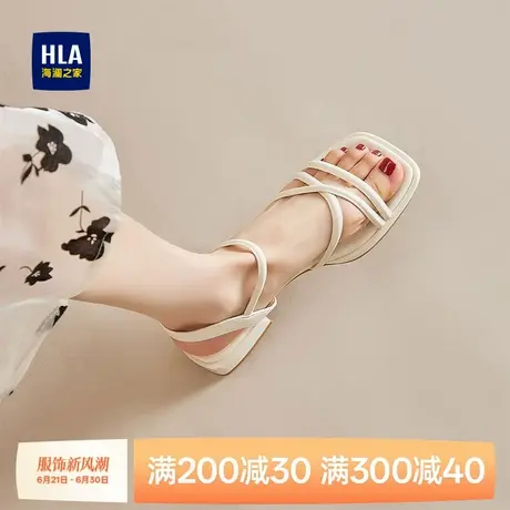 HLA/海澜之家一字带女士低跟凉鞋女2024夏季新款外穿平底女款夏天商品大图