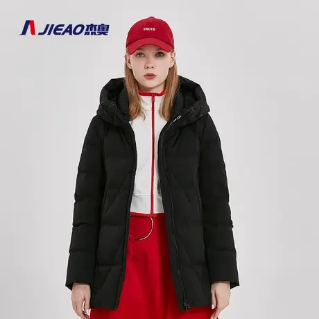 杰奥鹅绒羽绒服女短款冬厚款修身显瘦大码妈妈款时尚外套7979112商品大图