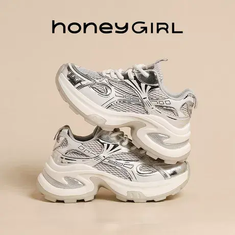 HoneyGIRL时尚老爹鞋2025年春夏春季透气轻便网红薄款休闲老爹鞋图片