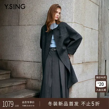 衣香丽影骆驼绒羊毛双面呢大衣女2025冬装新款牛角扣双面呢子外套商品大图