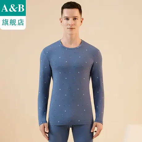 ab内衣男士保暖套装圆领精梳棉弹力舒适低领秋衣秋裤TS00商品大图
