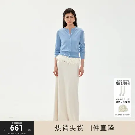 MISSCOCOON可可尼C3系列灰色简约羊毛圆领开衫多色百搭针织衫女商品大图