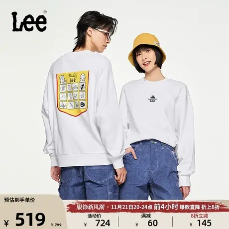 Lee商场同款buddy lee23秋冬新品舒适版圆领印花男女同款长袖卫衣图片