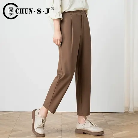 萝卜老爹西装裤女宽松休闲西裤垂坠感大码直筒裤子高腰胖mm哈伦裤商品大图