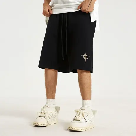 Nuthink欧美街头潮牌黑色重磅370g短裤男潮宽松运动休闲五分裤夏商品大图