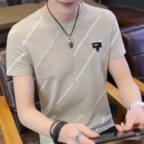 男士冰丝短袖T恤2023丅恤新款圆领韩版潮流夏季体桖潮牌半袖衣服图片