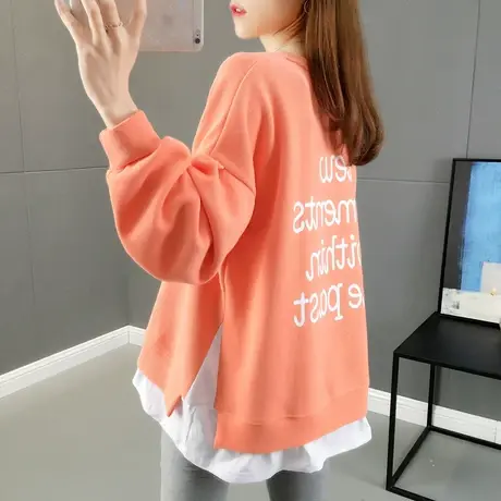 假两件卫衣女上衣宽松bf慵懒风套头春季2022新款韩版拼接外套上衣商品大图