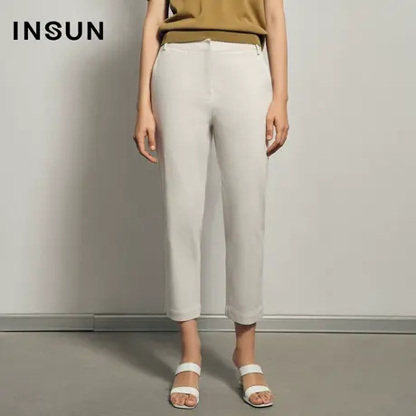 INSUN恩裳夏季纯色修身OL白色小脚裤商品大图