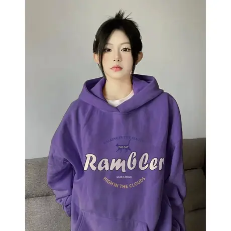 ins超火卫衣女2023新款爆款秋冬oversize连帽外套韩版潮宽松上衣图片