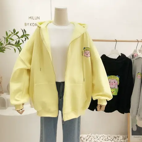 学院风卫衣外套2022春季新款韩国东大门ins原宿港风开衫上衣大版图片