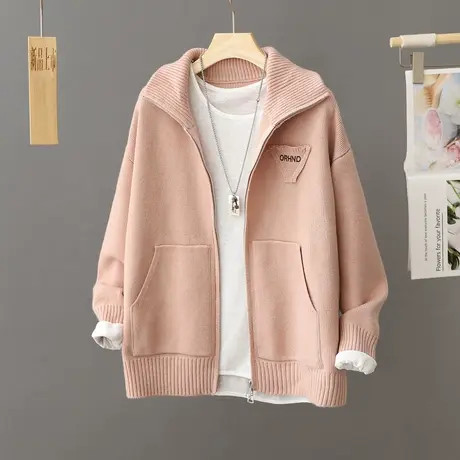 秋冬大翻领针织开衫毛衣外套女2023年新款爆款宽松软糯慵懒风上衣图片