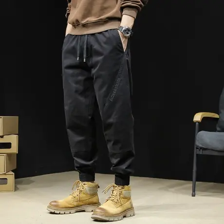 拼接纯棉休闲裤男士春季2024新款潮牌束脚男裤工装裤子男款大码潮商品大图