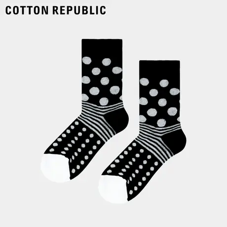 Cotton Republic/棉花共和国女士棉质休闲波点性感提花中筒袜商品大图