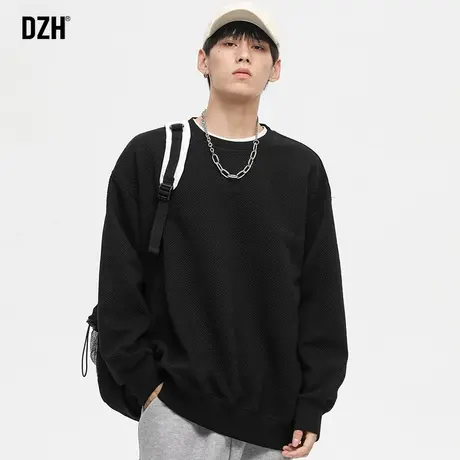 男士黑色圆领卫衣男春秋2023新款爆款内搭打底衫秋装上衣男生外套商品大图