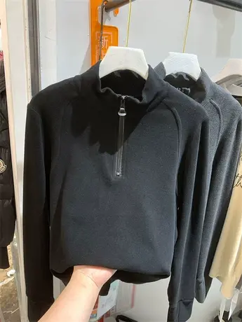 欧货半拉链立领德绒套头卫衣女长袖2023冬季新款百搭显瘦内搭上衣商品大图