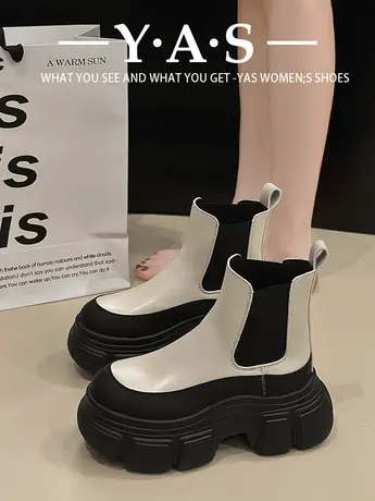 欧货爆款马丁靴女2023冬季新款英伦风厚底加绒切尔西短靴烟筒靴潮图片