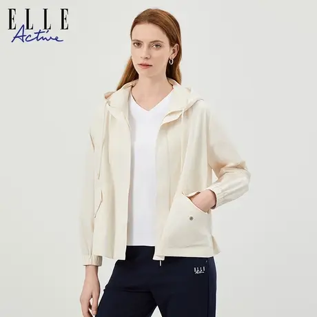 ELLE Active24春季新款速干透气连帽休闲风衣外套 时尚夹克短外套图片