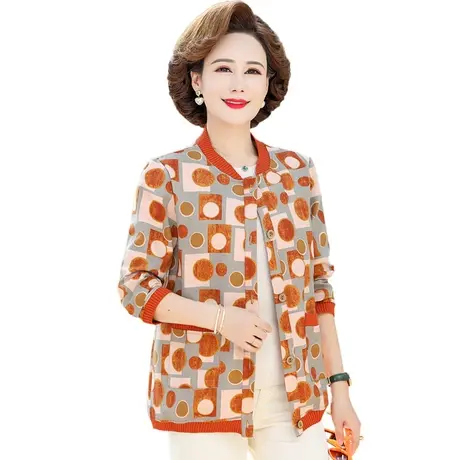 妈妈春装复古宽松薄款外套女立领洋气中老年春秋减龄夹克开衫上衣图片