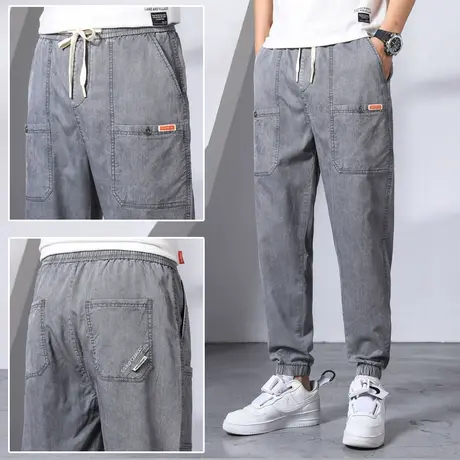 工装裤男休闲长裤夏季新款九分夏季百搭男士宽松直筒束脚裤子潮流商品大图