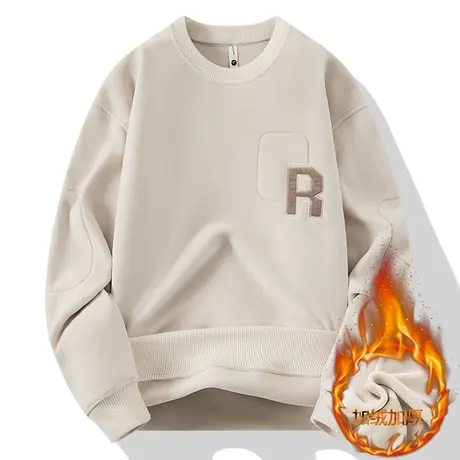 2023冬季新款男士奥粒绒长袖T恤衫双面绒加肥加大码加绒加厚卫衣商品大图