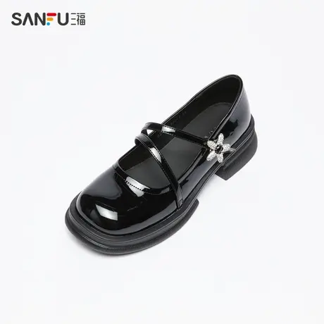 三福休闲鞋女夏季番茄女孩玛丽珍鞋海星钻扣娃娃头女鞋829110商品大图