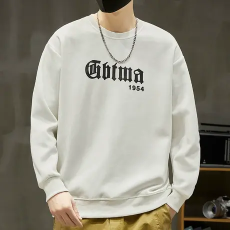 高端套头男士秋装春秋款中性风字母印花痞帅圆领卫衣秋季长袖上衣商品大图