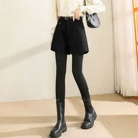 时尚气质百搭显瘦短裤2022年冬季新款淑女温柔通勤简约毛呢短裤商品大图