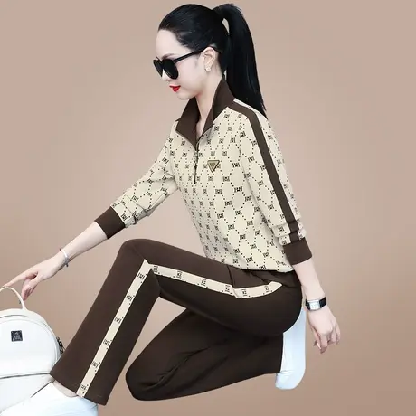 半拉链立领休闲运动服套装女士春秋季时尚直筒裤卫衣显瘦两件套潮图片