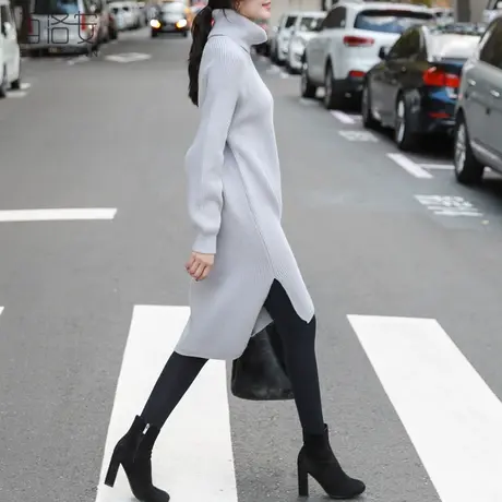 百洛安中长款高领长袖毛衣女冬装新款韩范气质套头打底针织衫毛衫图片