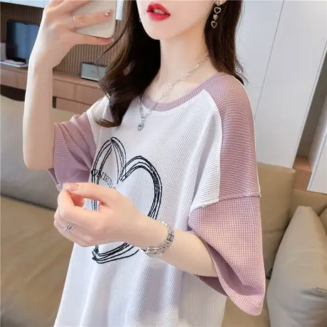 小众设计感短袖t恤女2023新款夏季韩版宽松撞色小个子百搭上衣服图片