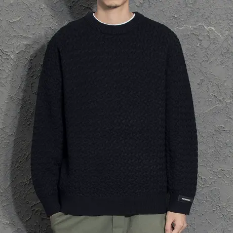 复古编织重工毛衣男秋冬2021新款厚重保暖简约帅气韩版潮流针织衫图片