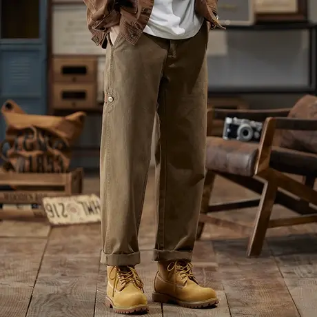 秋冬宽松舒适复古男士纯色直筒百搭休闲工装裤时尚潮流潮牌长裤商品大图