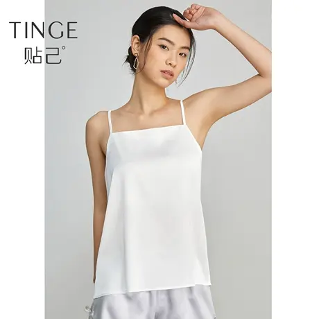 TINGE白色吊带背心女外穿西服内搭夏季新款打底缎面上衣图片