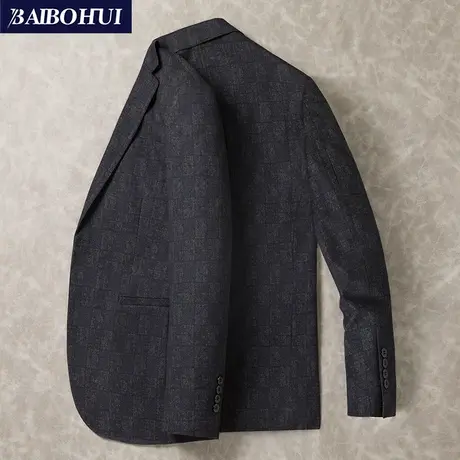 格子西装外套男士单件上衣春秋季时尚商务中年修身呢子小西服外套商品大图