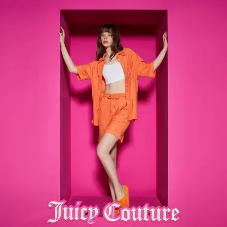Juicy Couture橘滋23新款“橙”心如意女装绣花休闲短袖衬衫商品大图