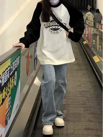 仿棉长袖t恤2023早秋新款欧货女装冬季内搭打底衫独特设计感上衣图片