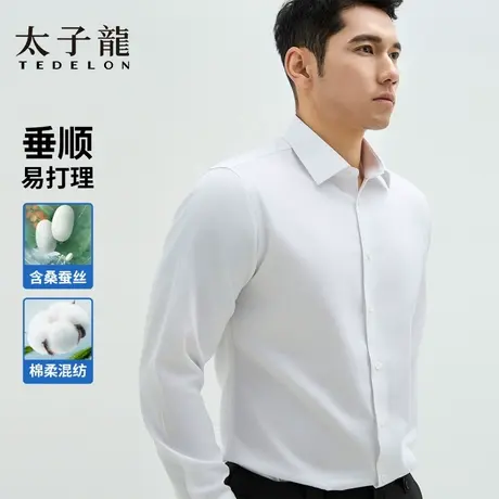 TEDELON/太子龙纯色高端精致长袖衬衣男士商务2025桑蚕丝衬衫商品大图