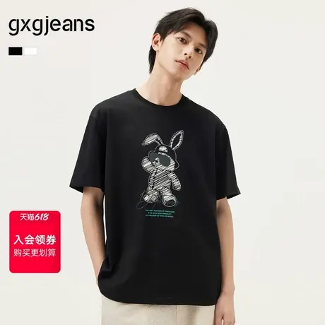 gxg.jeans男装  多色兔子印花潮流时尚圆领短袖T恤男 25年夏新品图片