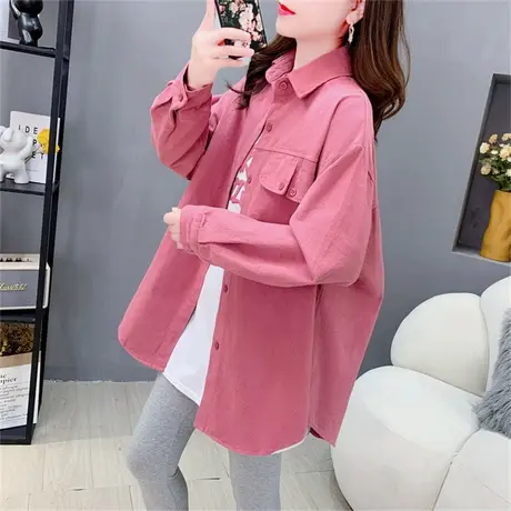 复古衬衫女2023年新款春秋百搭设计感小众口袋Polo领长袖衬衣外套图片