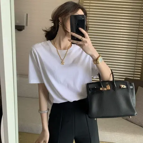 2023新款早春夏季欧货爆款小衫纯欲辣妹别致小上衣ins短袖t恤女装图片