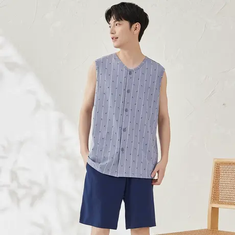 顶瓜瓜背心男夏季纯棉无袖T恤圆领套头100%棉家居服可外穿打底衣商品大图