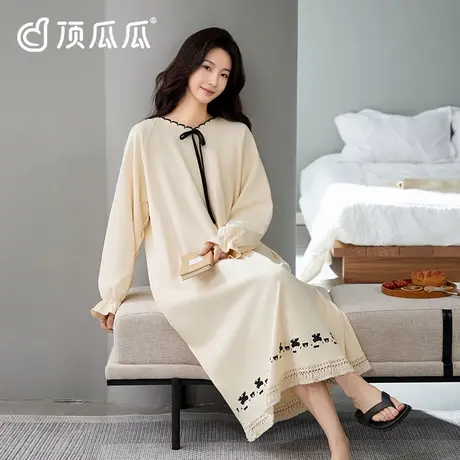 纯棉睡裙女生长款2025新款夏季大码长袖睡全棉衣可外穿女款家居服商品大图